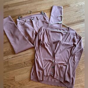 Comptoir Des Cotonniers Bundle/Outfit of Salmon pant (8) and cardigan sweater(S)